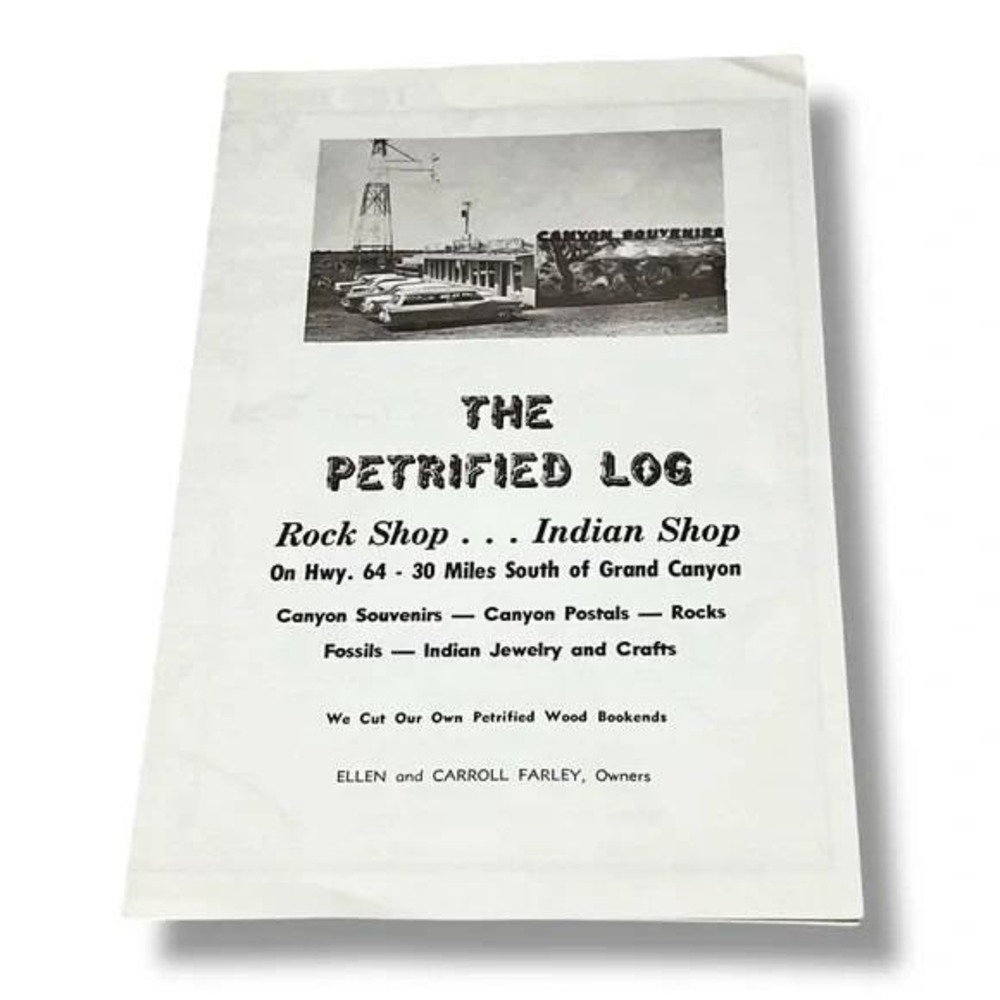 The Petrified Log Rock & Indian Shop Grand Canyon Village AZ Vtg Brochure 1950s